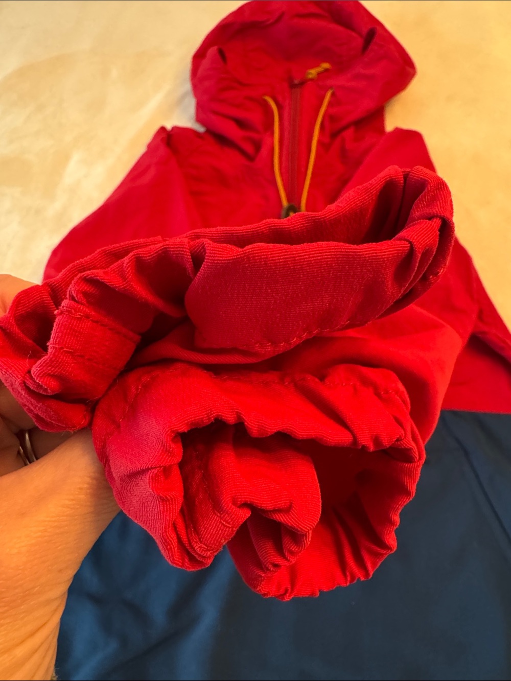 LL Bean Mountain Classic Anorak Women's Red/Blue Hooded 1/2 Zip Pullover, sz XSP - Picture 6 of 13